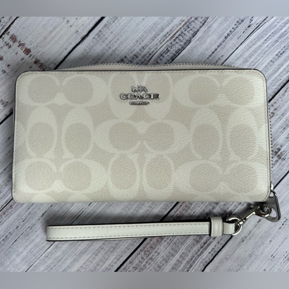 Coach Handbags - Coach Outlet Long Zip Around Wallet in Signature Canvas | Silver/Chalk/Glacier